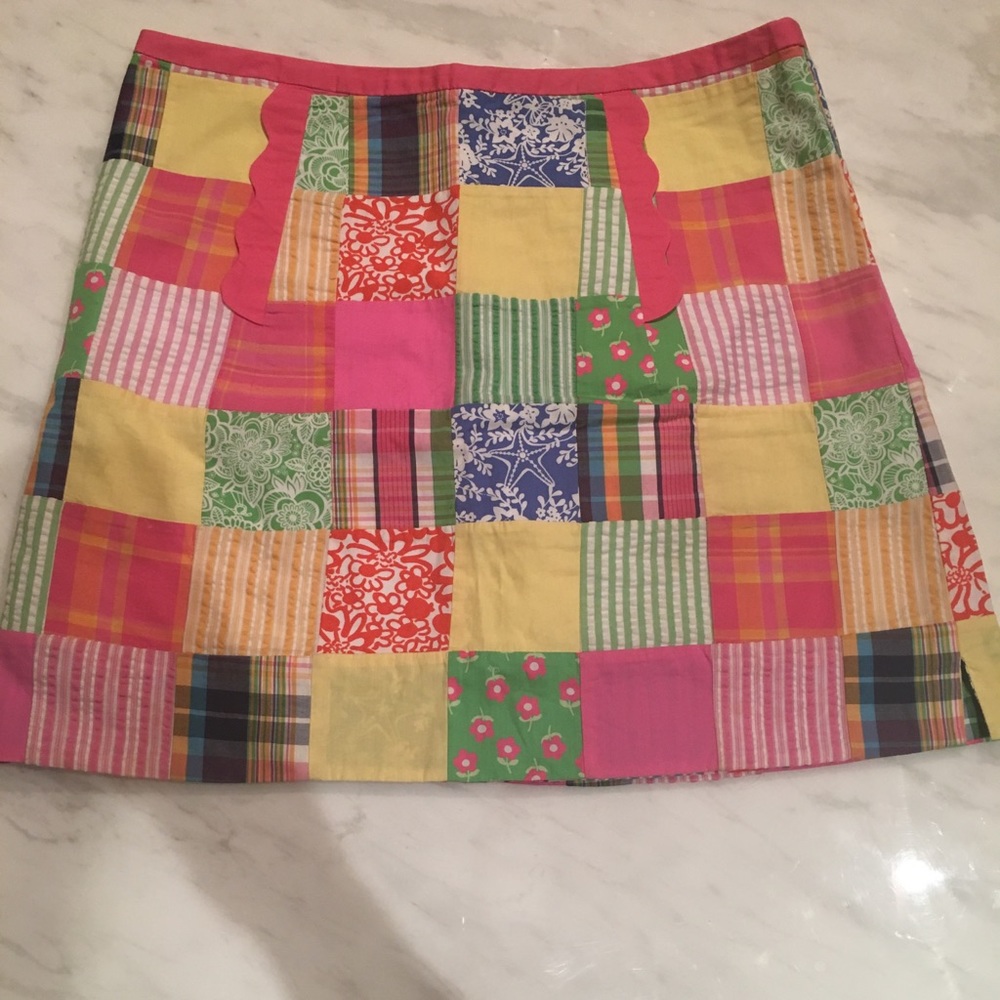 Lilly Pulitzer madras / patchwork patterned skirt